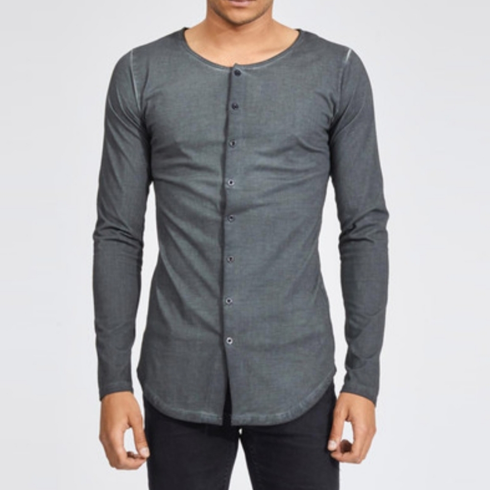 True Prodigy Gray Henley Shirt Size XXL Button Down Long‎ Sleeve Fit Streetwear